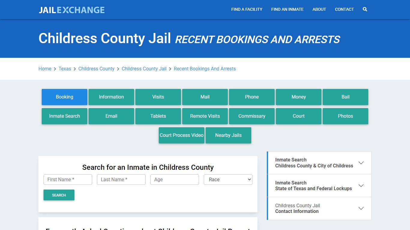 Childress County Jail Recent Bookings And Arrests - Jail Exchange